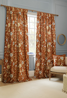 Porcelain Garden Pencil Pleat, Rust - Ready Made Curtains